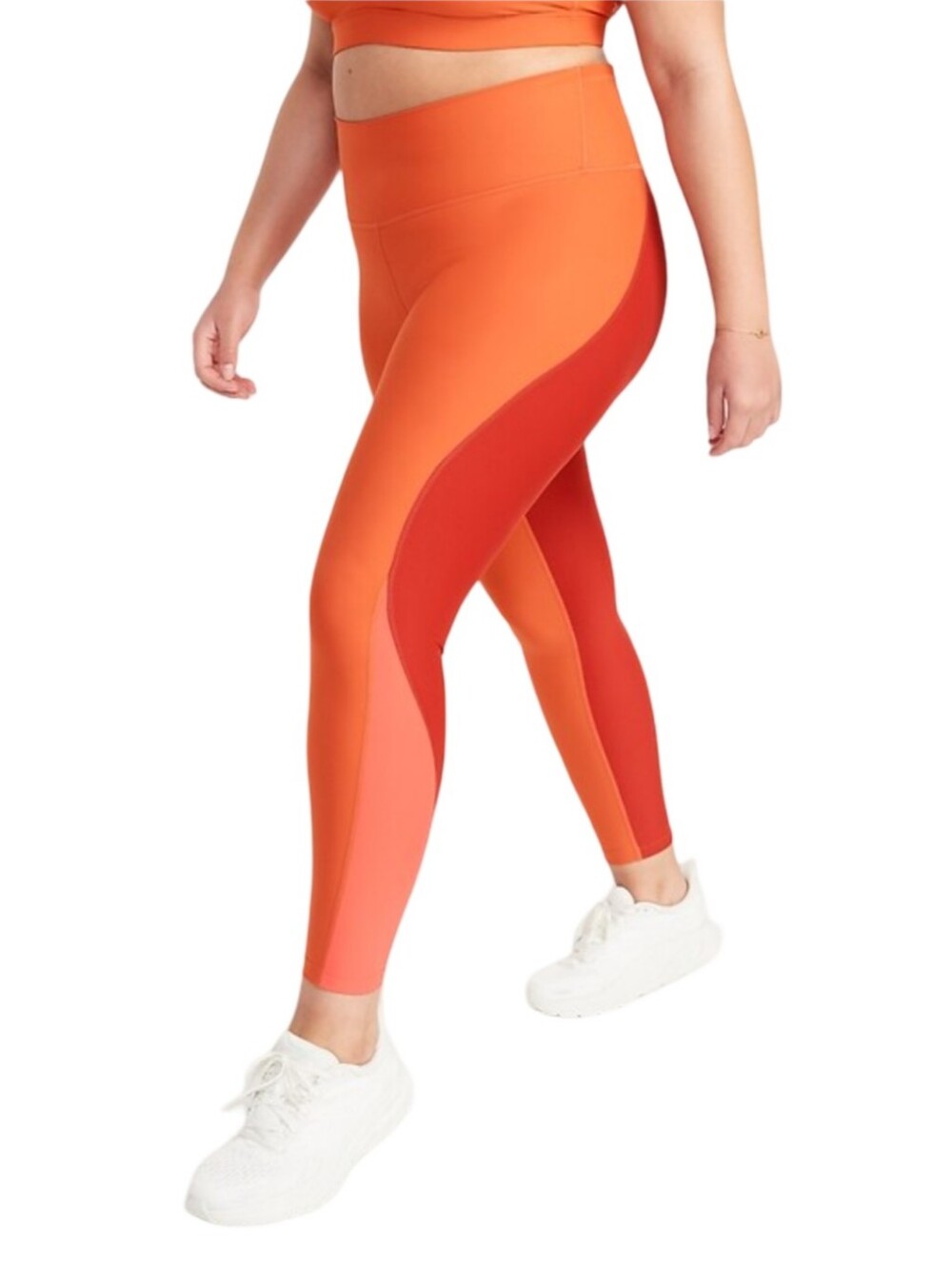 Old Navy Powersoft NWT 7/8 Highrise Color Block Leggings Size Large